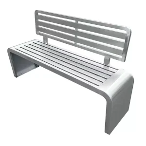 Outdoor Stainless Steel Park Bench with Backrest Anti-Corrosion Wood Public Garden Seating