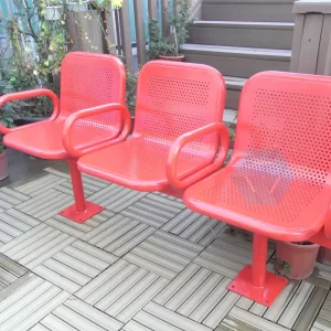Outdoor Steel Bench for Public Park Rustic Vintage Metal Seat Garden Patio with Back