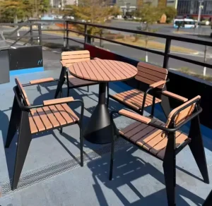 Outdoor Sun Protection Casual Milk Tea Shop Caf Small Square Table Music Bar Rest Area Bamboo 4 Seater Table Chair Set