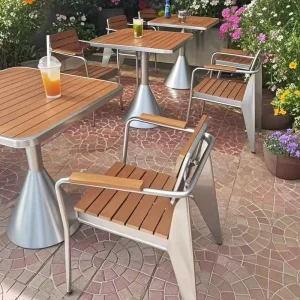 Outdoor Sun Protection Portable European Style Casual Metal Frame Milk Tea Shop Cafe Small Square Table Music Bar Rest Area Set