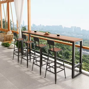 Outdoor Sun Wood bar Table and Chair Set Commercial Multi bar Table Villa Garden Garden High Table