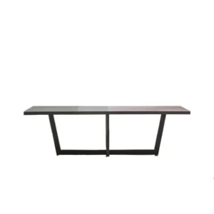 Outdoor Tables Bar Communal Hotel Bar Set Teak Wood Top Straight Edge Rectangle Metal Base Bar Furniture