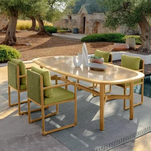 Outdoor Teak Tables and Chairs Set Modern Design Durable Waterproof Furniture for Balcony Villa Courtyard Garden Use