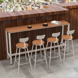 Outdoor WPC Modern Metal Bar Counter Table Home Balcony Anti Corrosion Courtyard Milk Tea Shop Caf High Top Bar Table Chair