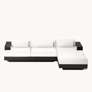 Outdoor Waterproof Aluminum Frame Sectional Sofa Set with Coffee Table Minimalist Design for Hotel & Garden Use