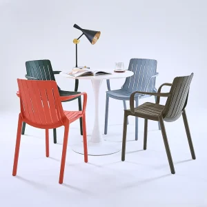 Outdoor Waterproof PP Plastic Stackable Garden Chair Leisure Armrest Backrest Modern Design Eco-Friendly for Dining Villa