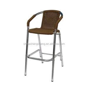 Outdoor Weaving Wicker Aluminum Restaurant Pub Dining Rattan Bar Chairs With Backs Bar Stool