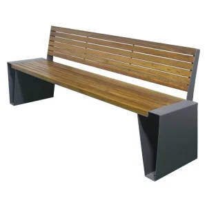 Outside Public Garden Furniture Metal Leg Bench Seating Outdoor Park Wood Seat Bench Rustic Long Wooden Bench Chair