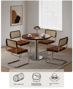 Oval Industrial Wind Commercial Use Restaurant Furniture Table Chair Combination Stainless Steel Solid Wood Dining Set CZ 001