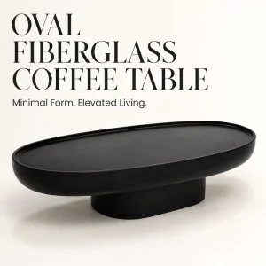 Oval Matte Black Marble Coffee Table Wabi Sabi Design Eco Friendly Durable Easy to Clean Modern Luxury Living Room Furniture