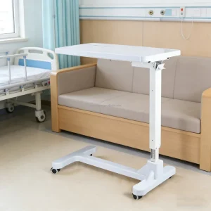 Overbed Table with Wheels Upgrade Adjustable Hospital Bed Table Overbed Bedside Rolling Laptop Table for Home Medical