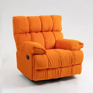 Overstuffed Manual Rocker Recliner Sectional Sofa Tech Fabric Wide Rotating Single Seater Theater Cinema Sofa Chair for Bedroom