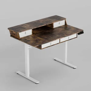 PRORIALS Single Motor Adjustable Electric Smart Standing Desk Metal Tables Ergonomic Office Workstation 4 Drawers Durable