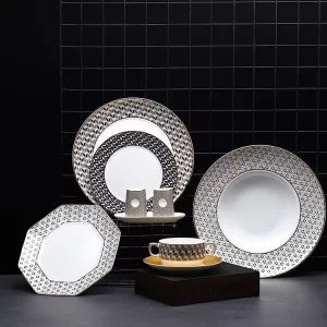 P&T Horeca Luxury English Royal Catering Tableware Ceramic Bone China Dinner Set