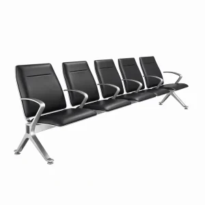 PU Cushion Airport Waiting Chair Aluminum Frame Public Waiting Bench With Armrest Bank Lobby Seating