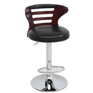 PU Leather Counter High Bar Stool with Adjustable Height and Chrome Base Modern Design Home Bar Chair
