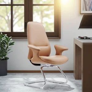 PU Leather Ergonomic Executive Modern Armless Visitor Office Chair High Density Sponge Seat Durable Comfortable Wheels