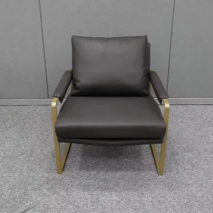 PU Leather Metal Base Hotel Room Sofa Upholstery Lobby Chair Pillow Sofa Chair Factory