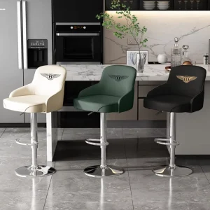 PU Leather Swivel Height Adjustable Modern Bar Stool with Metal Frame for Home