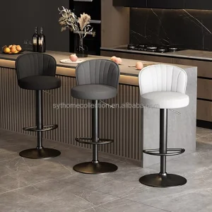 PU Lightweight Durable Wide Seat Bar Stools for Home Bars Sleek High Back Counter Stools for Modern Outdoor Gym