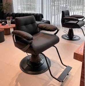 PU Upholstery High Density Foam 360° Swivel Adjustable Height Steel Base Hydraulic Barber Chair Ideal Hair Salons Beauty Parlors