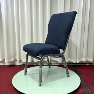 Padded Fabric Cathedral Seating Stackable Iron Church Chair with Wire Book Holder Metal Banquet Hall Chair for Chapel