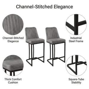Padded Seat PU Leather Bar Chair for Kitchen Island Bar Stools Modern High Chair for Dining Room Breakfast Bar Furniture Set