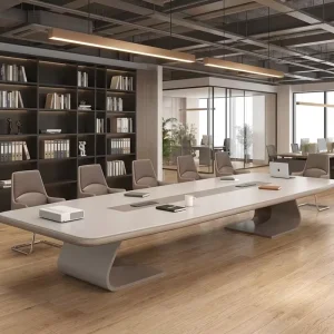 Painted MDF Wood Light Luxury Commercial Office Conference Table Long Meeting Training Negotiation Simple Modern Cable Box Chair