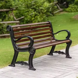Park Chair Outdoor Bench Courtyard Backrest Metal Leisure Seat Plastic wood Long Bench Seat Scenic Area Residential