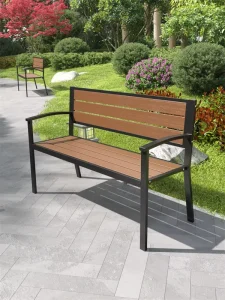 Park Outdoor Patio Bench Outdoor Garden Waterproof Sunscreen Backrest Anti-corrosion Iron Wrought Iron Frame Hotel Use 2 Seater