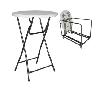 Parties Plastic High Top Round Bar Portable Metal Frame Folding Cocktail Tables