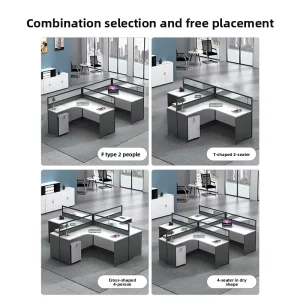 Partitions Minimalist L shaped Stainless Steel Employee Cubicles Stain dirt resistant Office Desk Side Cabinet for Multi person