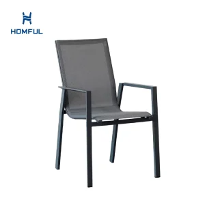 Patio Garden Balcony Outdoor Aluminum Sling Armchair Stackable Dining Seating for Restaurant Hotel Terrace