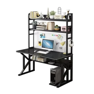 Pegboard Desk Organizer Study Table with Bookshelf