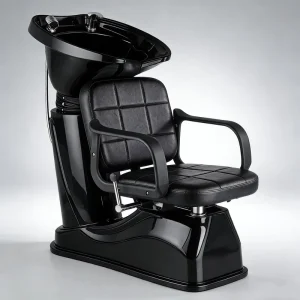 Phaeton Modern Design Synthetic Leather Standing Shampoo Chair Massage Features Adjustable Height Ceramic Basin for Beauty