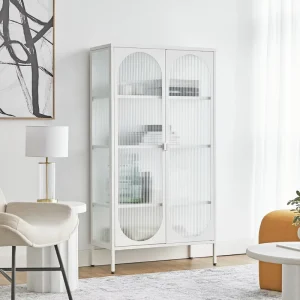 Phoenix Home Indoor Furniture High Storage Cabinet with 2 Doors and 5 Shelves for Living Room Office Room