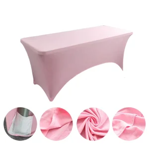 Pink 4ft 6ft Stretch Spandex Manicure Table Cover Open Back Elastic Fitted Table Cloth for Nail Lash Tattoo Salon Work Station