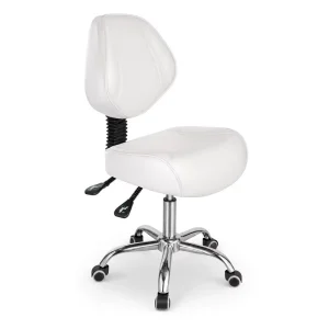 Pink Beauty Salon Tool Chair with Gold Metal Frame and Soft Upholstered Cushion