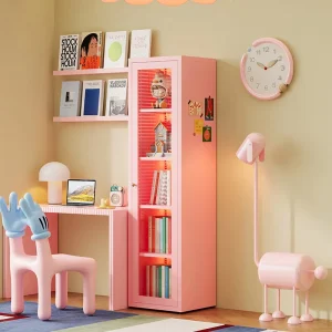 Pink Eco-Friendly Steel Children’s Corner Bookshelf Lead-Free Powder Coated Metal Rack