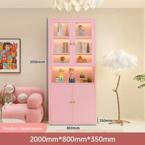 Pink Eco friendly Steel Children’s Corner Bookshelf French Modern Design Adjustable Height Lead free Powder Living Room School