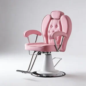 Pink Leather Gold Base Hairdressing Styling Chair Professional Barber Chair