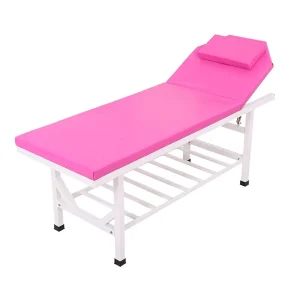 Pink Medical Examination Bed Metal Frame Manual Adjust CE Certified Hospital Dermatology Clinic Massage Treatment Table