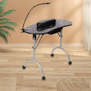 Pink Nail Table with Lamp and Drawer