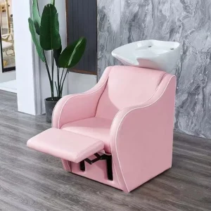 Pink Shampoo Bowl Chair Hair Salon Furniture Salon Shampoo Chair Backwash Unit Pink Saloon Equipments Sets