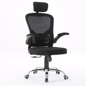 Plastic Back Foldable Arms Executive Ergonomic Computer Desk Mesh High Back Office Chairs with Headrest