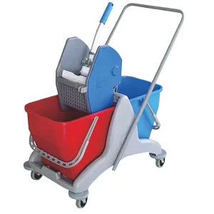 Plastic Cleaning Cart Trolley Double Bucket >30L Capacity Side Press Waterproof Durable Eco Friendly Lightweight Colorful Hotel