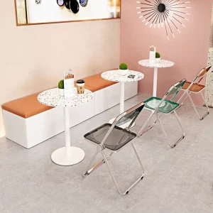Plastic Foldable Commercial Restaurant Furniture Table Chair Combination Modern Design for Coffee Shop Restaurant Shopping Mall