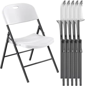Plastic Folding Chairs Outdoor White Folding Chairs Portable Heavy Duty Plastic Metal Chairs for Picnic