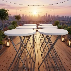 Plastic Folding Round Bar Table Cocktail Tables for Parties or Events Rental