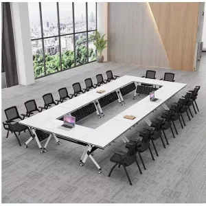 Plastic Folding Training Table Chair Combination Movable Desk Wheels Modern Simplicity Design Commercial Office Furniture Bar